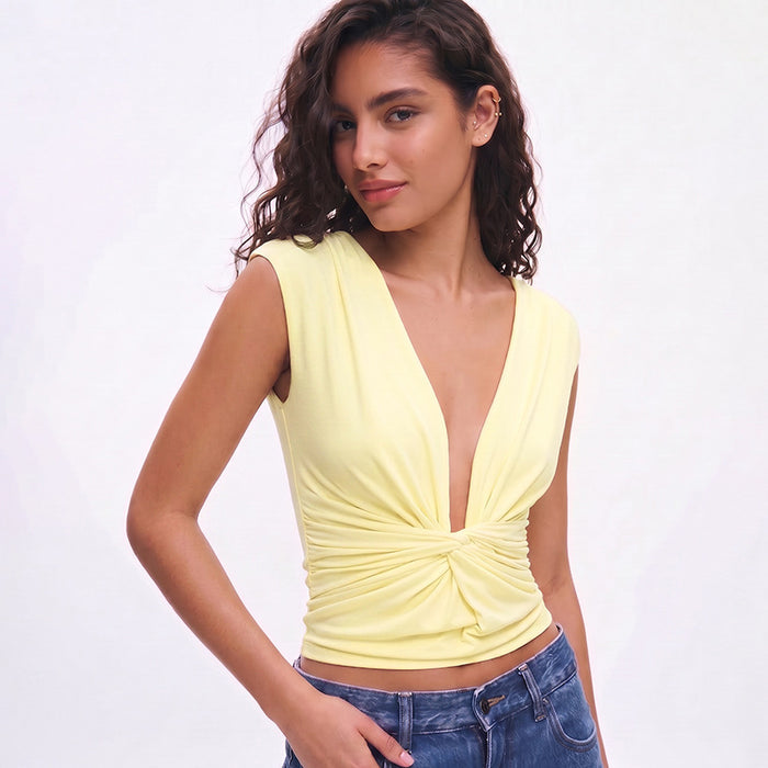 Gendry V Neck Top - Yellow