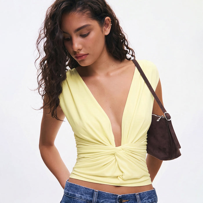 Gendry V Neck Top - Yellow