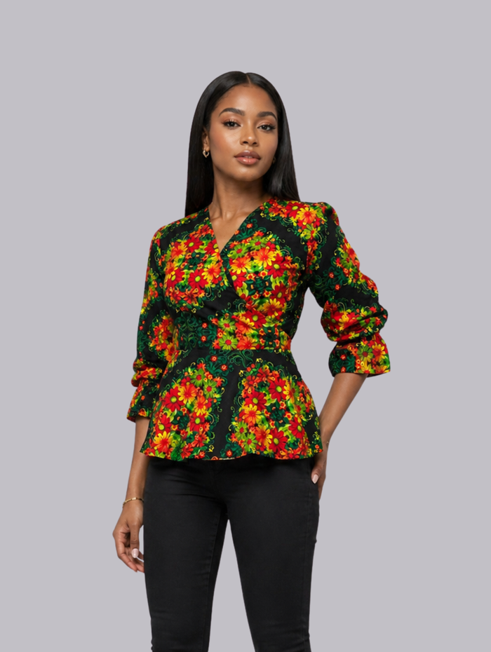 Gina Women's African Wrap Shirt (with Adjustable Sleeves)