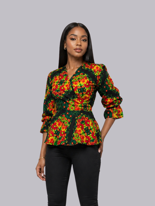 Gina Women's African Wrap Shirt (with Adjustable Sleeves)