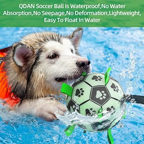 Glow in The Dark Dog Toys Soccer Ball with Straps Toys Pet Clever
