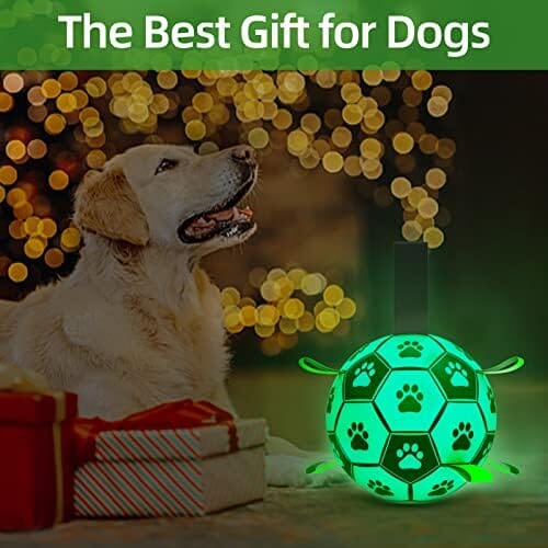 Glow in The Dark Dog Toys Soccer Ball with Straps Toys Pet Clever