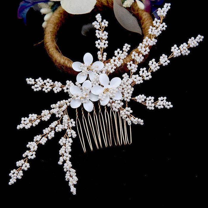 Gold Leaf Updo Hair Comb Handmade Bride Crown Headpiece Flower hair comb bridal accessories 771680467137 - COCOMELODY