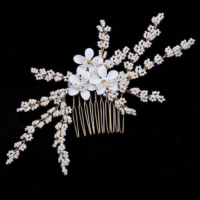 Gold Leaf Updo Hair Comb Handmade Bride Crown Headpiece Flower hair comb bridal accessories 771680467137 - COCOMELODY