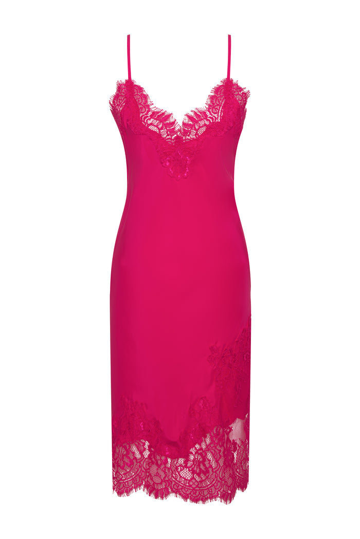 Grace Lace Silk Dress - Mystic Pink