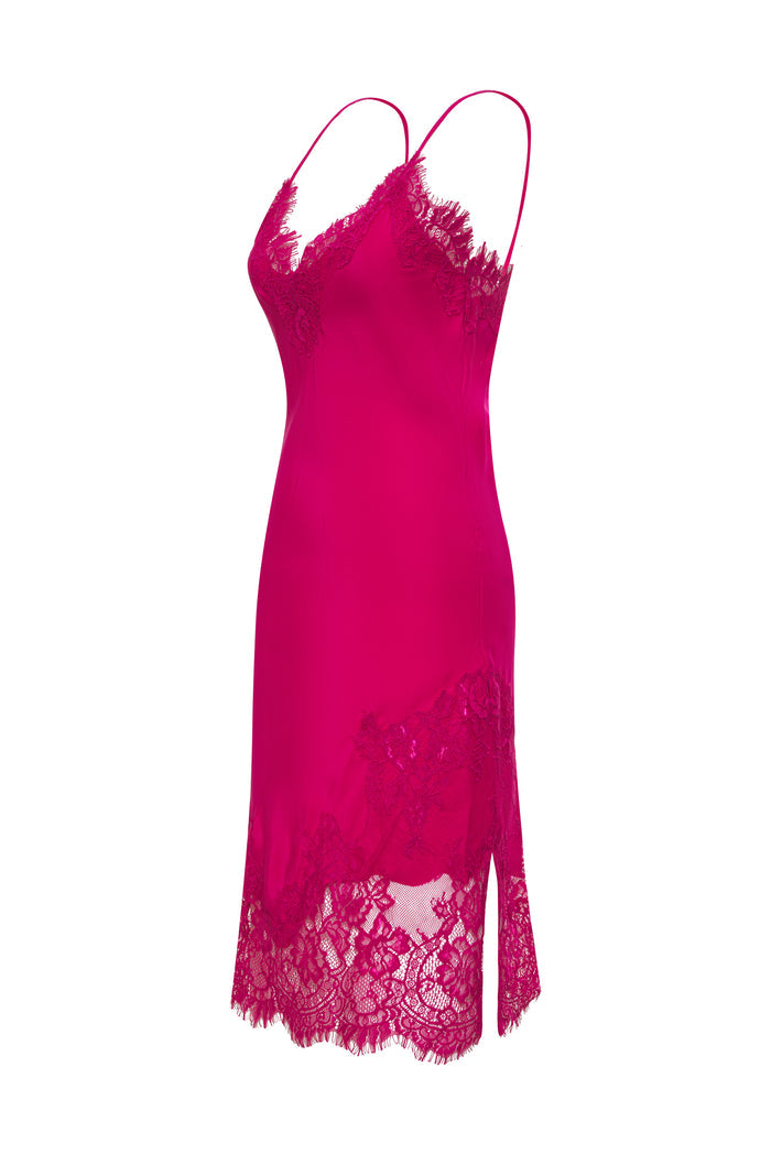 Grace Lace Silk Dress - Pink Pink