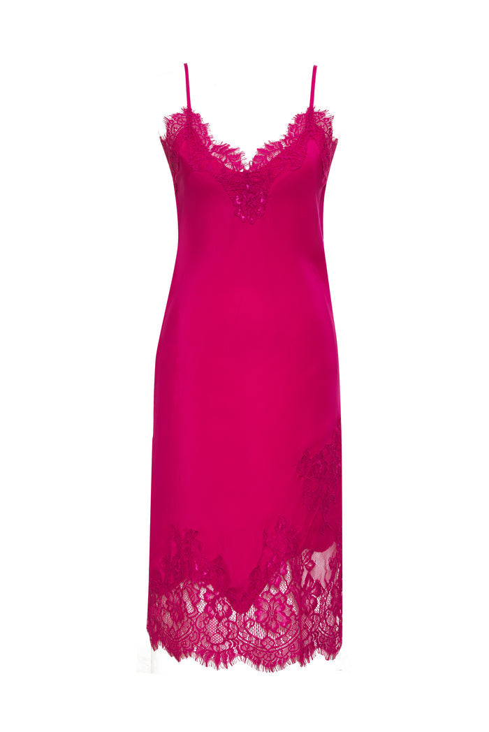 Grace Lace Silk Dress - Pink Pink
