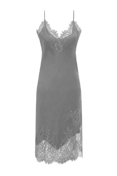 Grace Lace Silk Dress - Platinum Grey