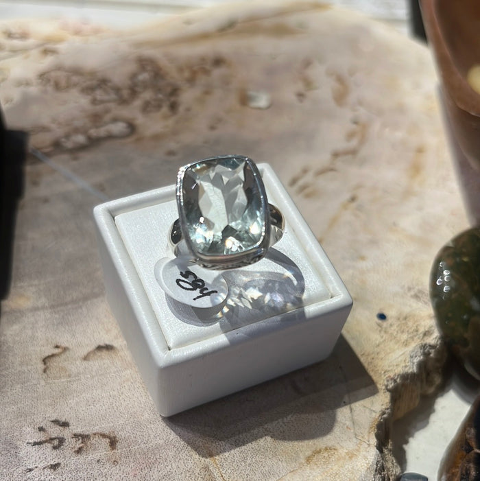 Green Amethyst Ring 7 .5