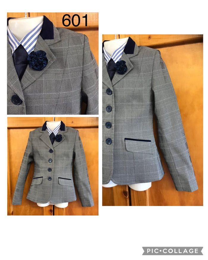 Grey & White Check Childs Show Hunter Jacket (601)