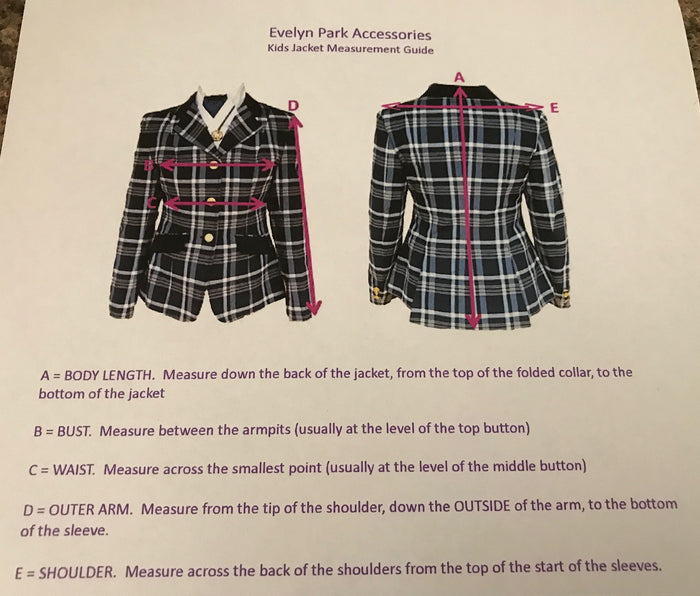 Grey & White Check Childs Show Hunter Jacket (601)