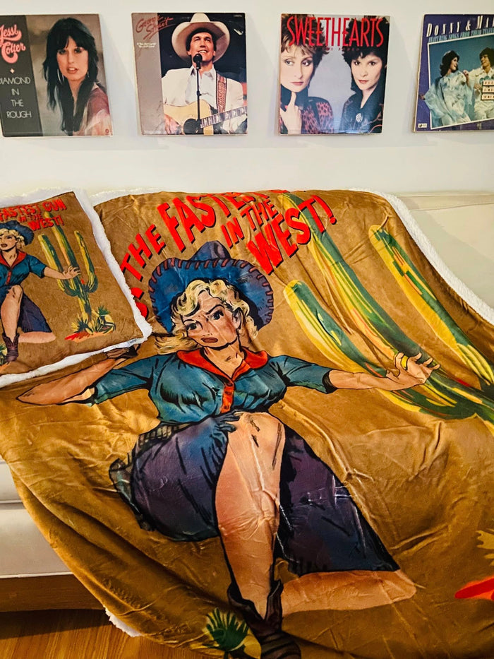 Gunslinger Cowgirl Western Throw Blanket - Deer Creek Mercantile