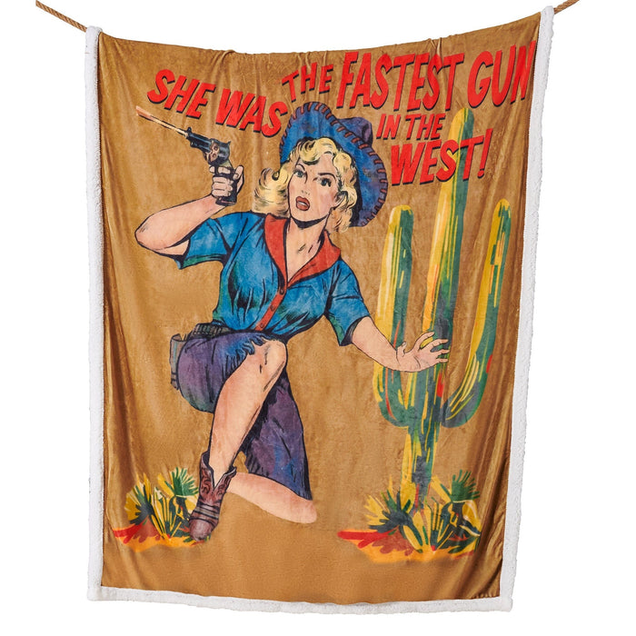 Gunslinger Cowgirl Western Throw Blanket - Deer Creek Mercantile