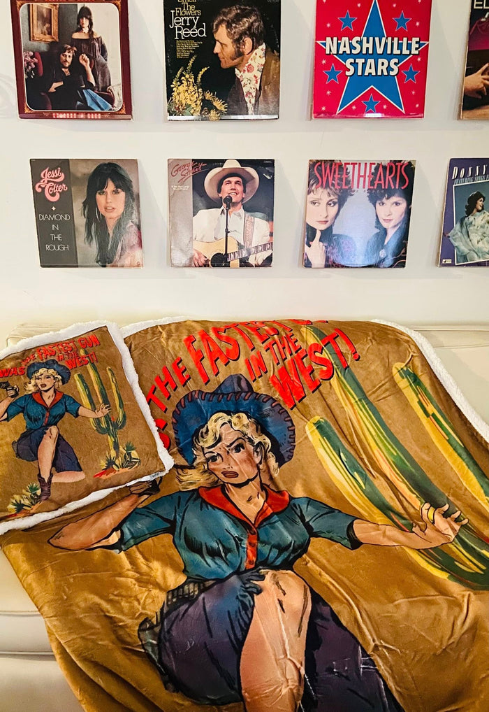 Gunslinger Cowgirl Western Throw Blanket - Deer Creek Mercantile