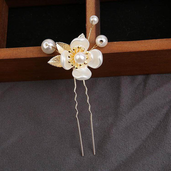 Handcrafted pearl set with Gold leaf hair comb 725487239358 - COCOMELODY