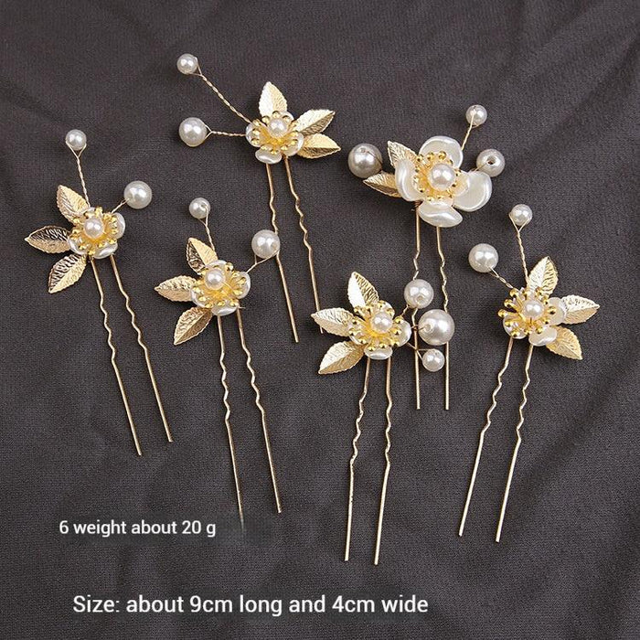 Handcrafted pearl set with Gold leaf hair comb 725487239358 - COCOMELODY