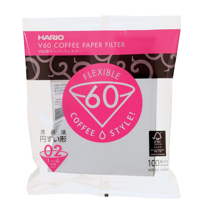 Hario V60 Paper Coffee Filters, Size 02, Natural, Tabbed