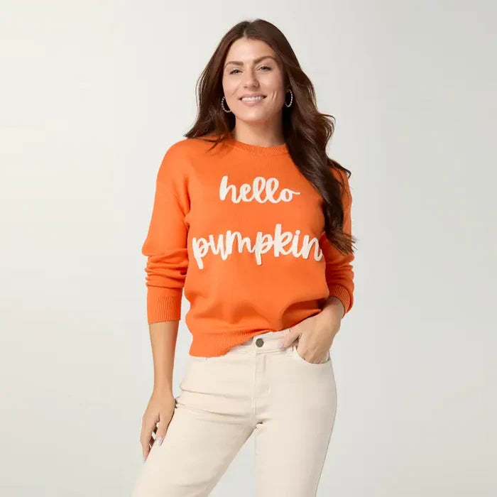 Hello Pumpkin Sweater  - Orange