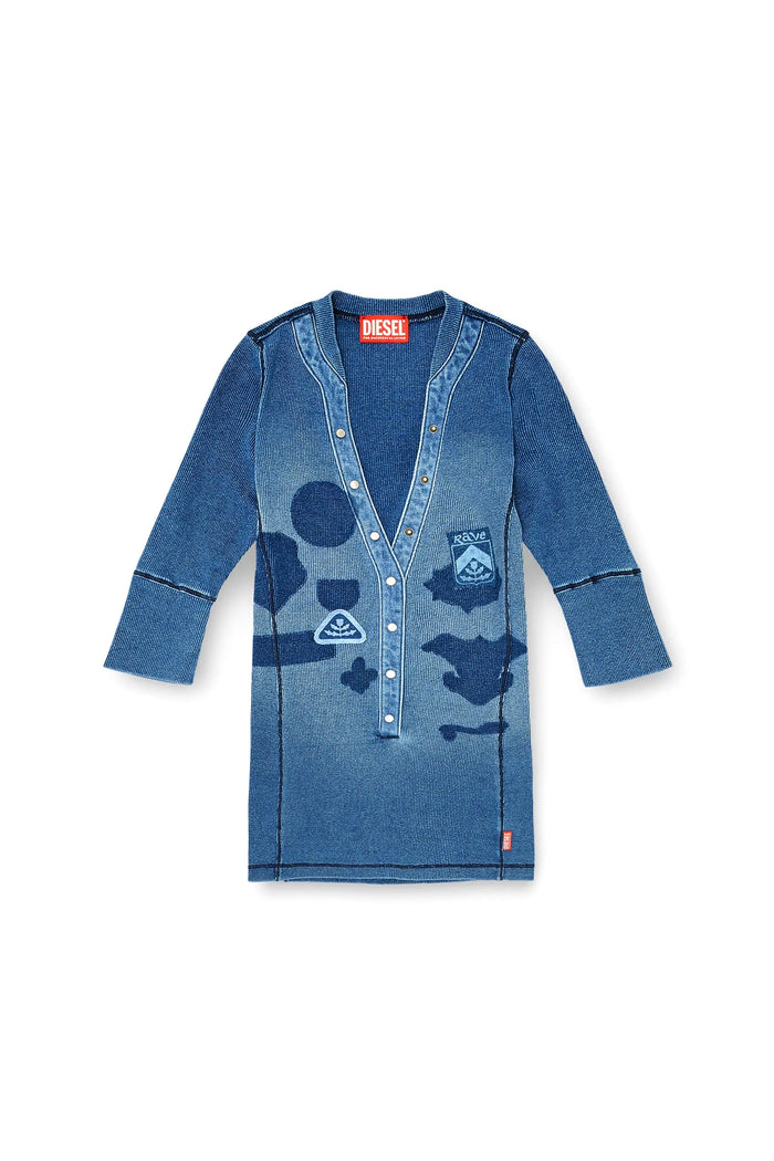 Henley top with shadow-patch effects