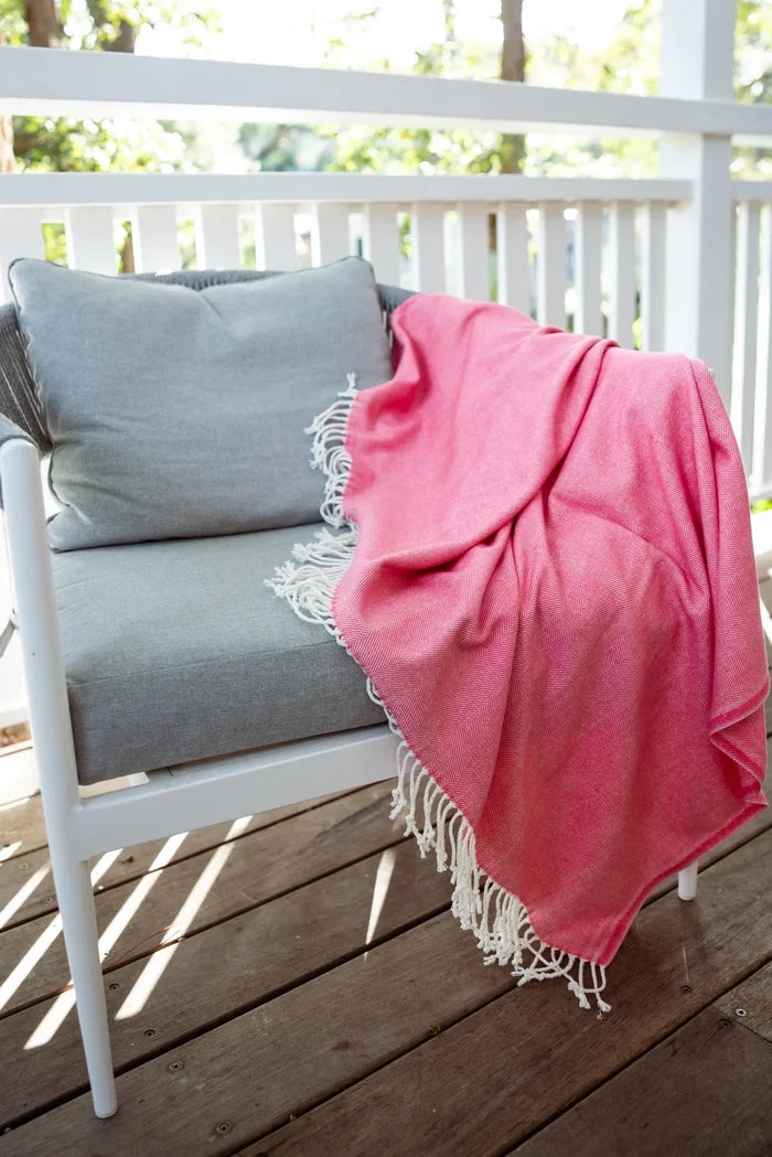 Herringbone Throw - Coral Island