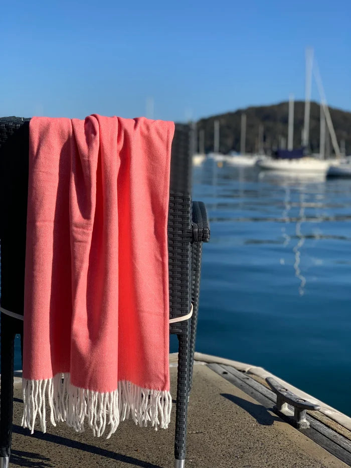Herringbone Throw - Coral Island