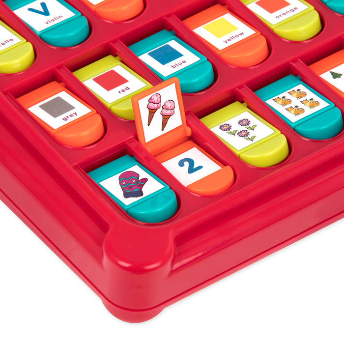 An alphabet learning toy for kids with pop-up flaps.