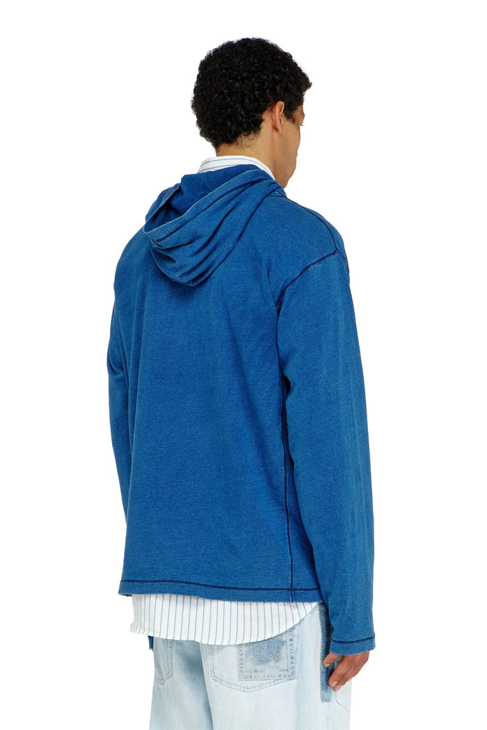 Hooded long-sleeve T-shirt with shadow-effect patches