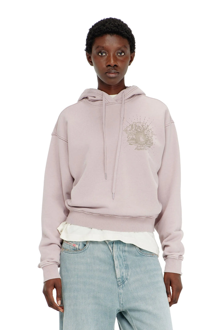Hoodie with prints and rhinestone studs