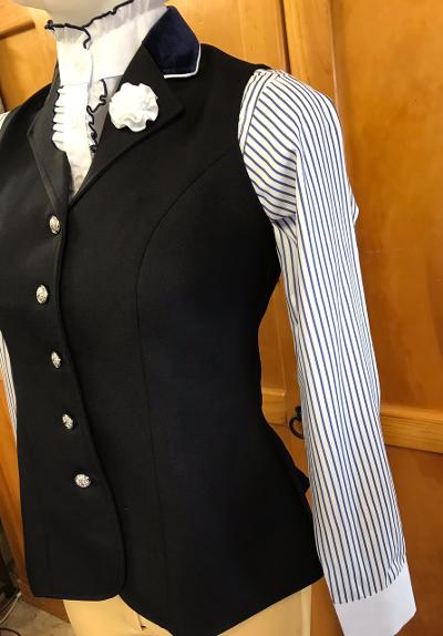 HRCAV Adult Riders Navy Longline Vests (029B) Silver Buttons