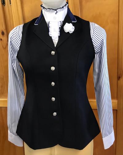 HRCAV Adult Riders Navy Longline Vests (029B) Silver Buttons