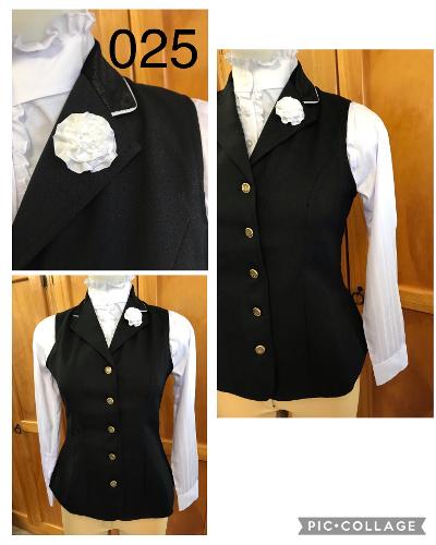 HRCAV  Adults Riders Black Longline Vests (025/025A) Gold Buttons