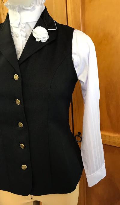 HRCAV  Adults Riders Black Longline Vests (025/025A) Gold Buttons