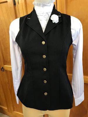 HRCAV  Adults Riders Black Longline Vests (025/025A) Gold Buttons