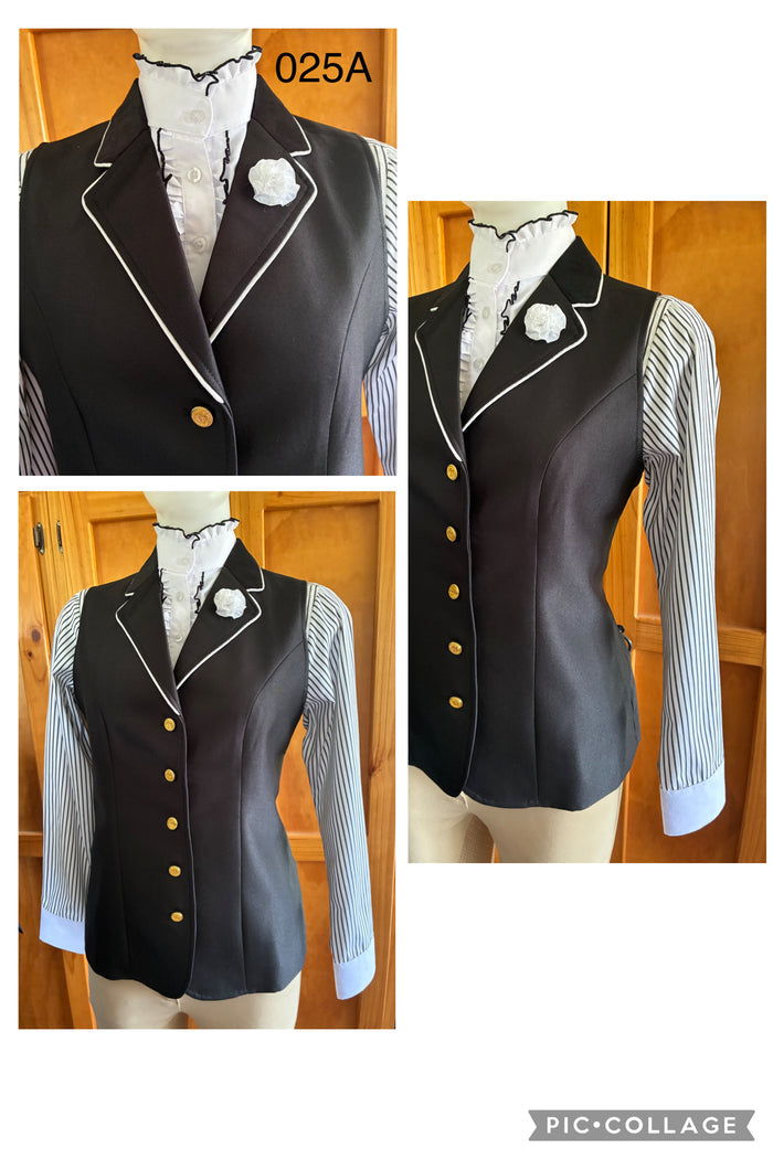 HRCAV  Adults Riders Black Longline Vests (025/025A) Gold Buttons