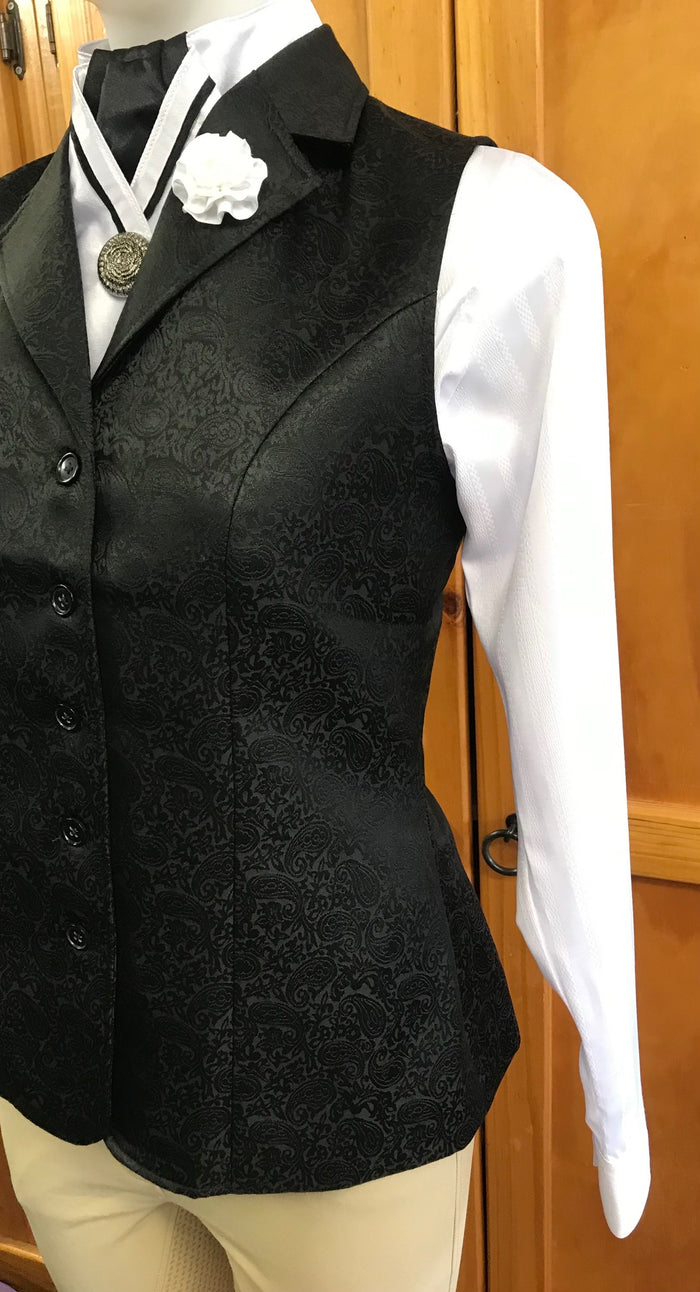 Hrcav Black Paisley Adults Longline Vest Size 10 Only (162)