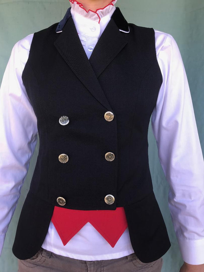 HRCAV Double Breasted Cutaway Black Or Navy Vests Adults (057B) Silver Buttons