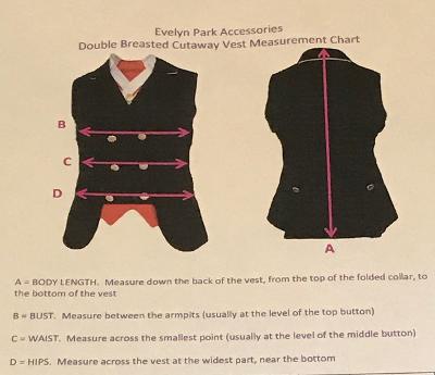 HRCAV Double Breasted Cutaway Black Or Navy Vests Adults (057B) Silver Buttons