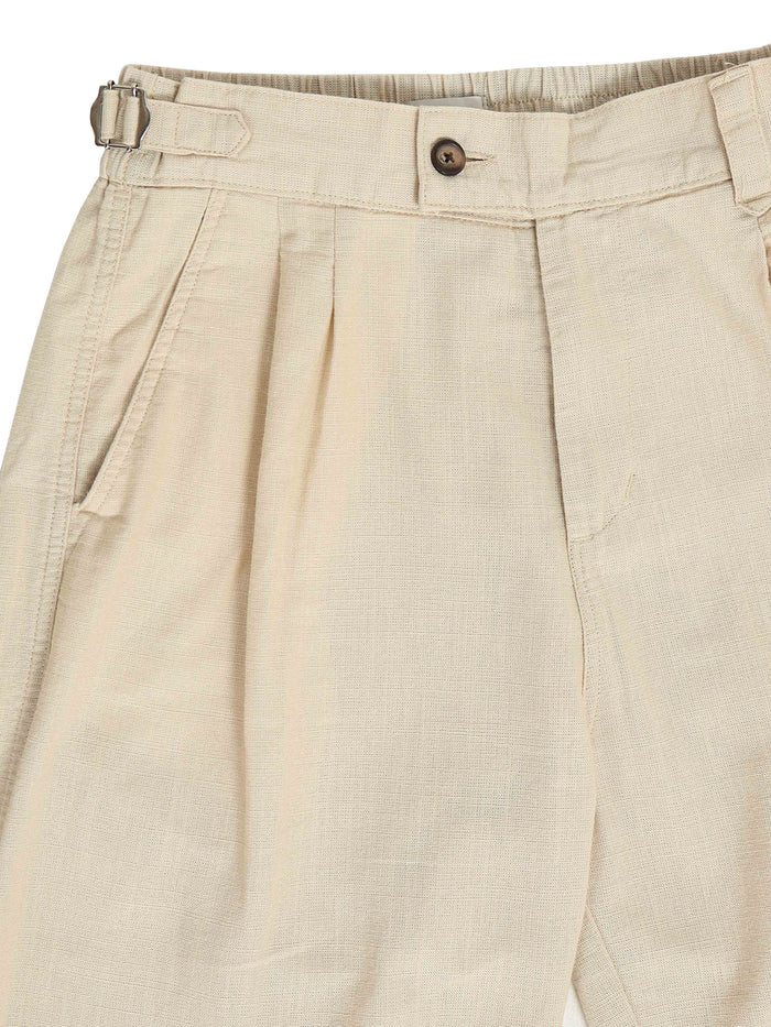 Beige Linen Trousers for Men detail view - Huntington Relaxed Trouser by Italian Colony