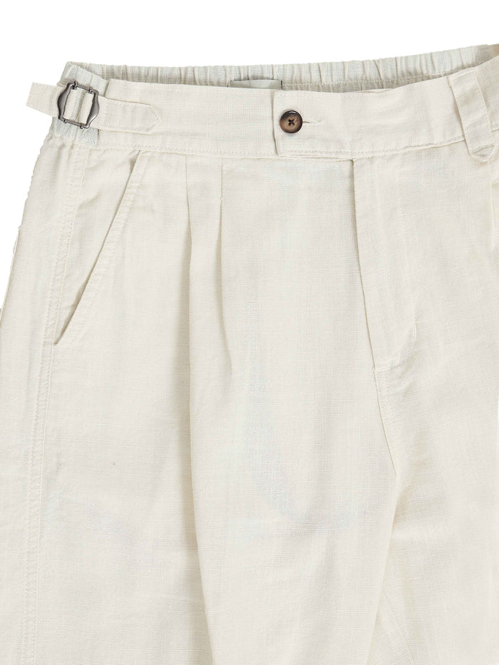 Cream Linen Trousers for Men detail view - Huntington Relaxed Trouser by Italian Colony