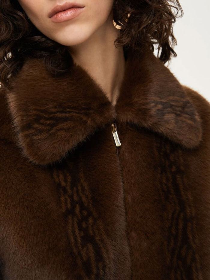 iBlues Kartal Faux-Fur Brown Jacket