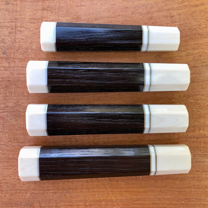 Custom Japanese Knife handle (wa handle) - 2 thousand year old Bog Oak and faux ivory