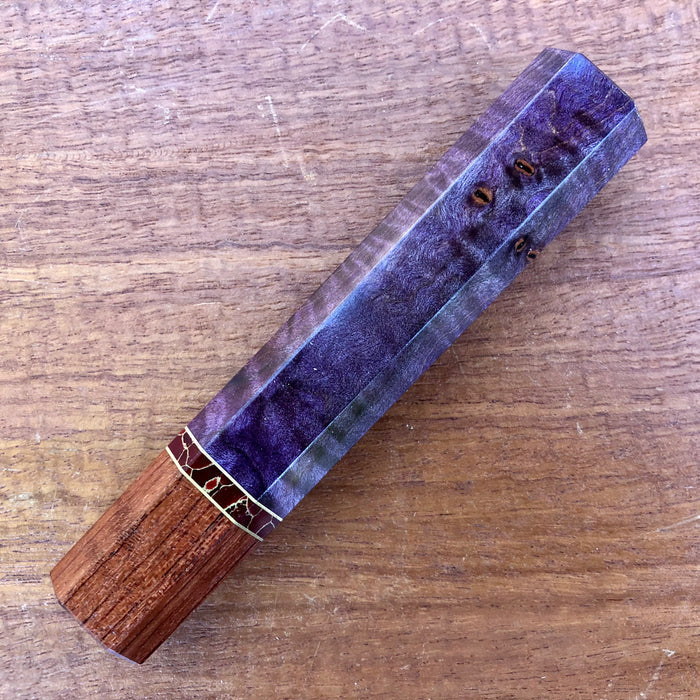 Custom Japanese Knife handle (wa handle)  for 240mm - Dyed quilted maple and bubinga