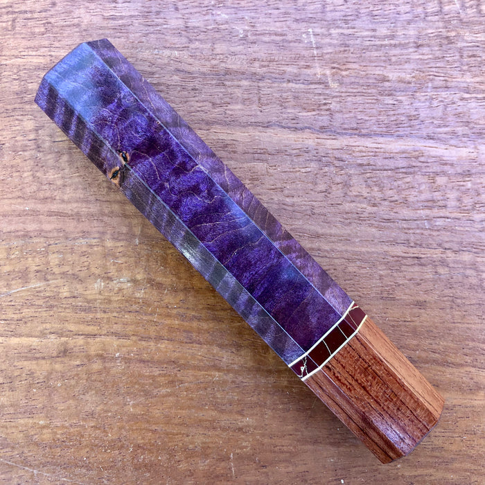 Custom Japanese Knife handle (wa handle)  for 240mm - Dyed quilted maple and bubinga