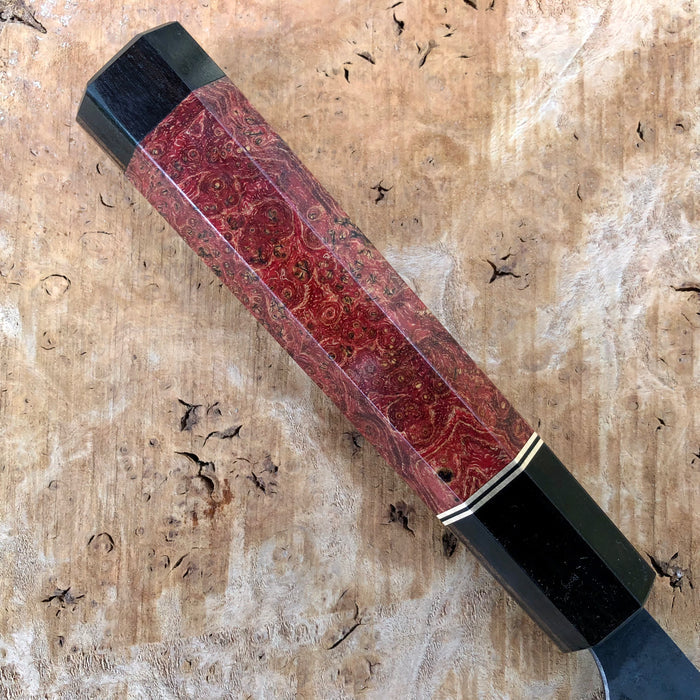 Custom Anryu AS hammered Gyuto 180mm -  black ash burl and Macassar ebony