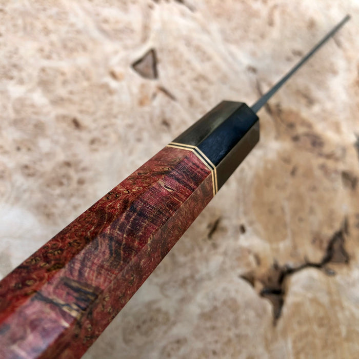 Custom Anryu AS hammered Gyuto 180mm -  black ash burl and Macassar ebony