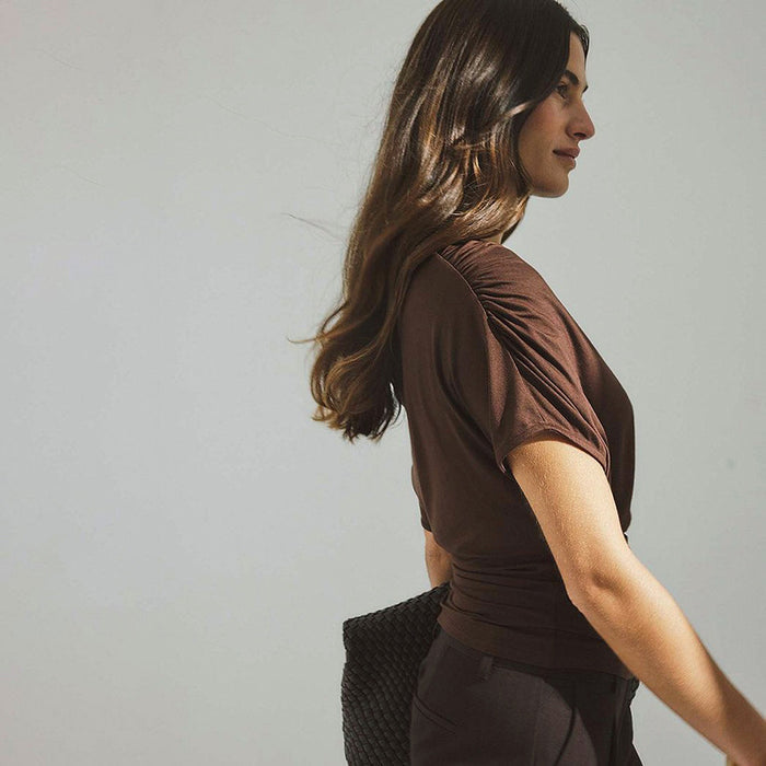 Inaya Off Shoulder Top - Brown