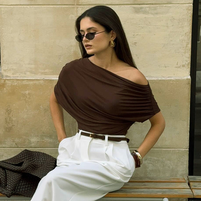 Inaya Off Shoulder Top - Brown