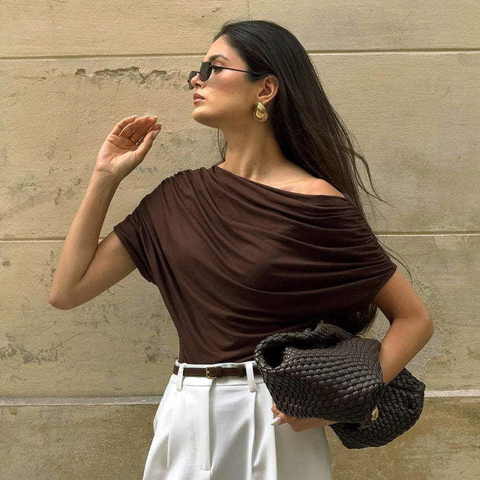 Inaya Off Shoulder Top - Brown