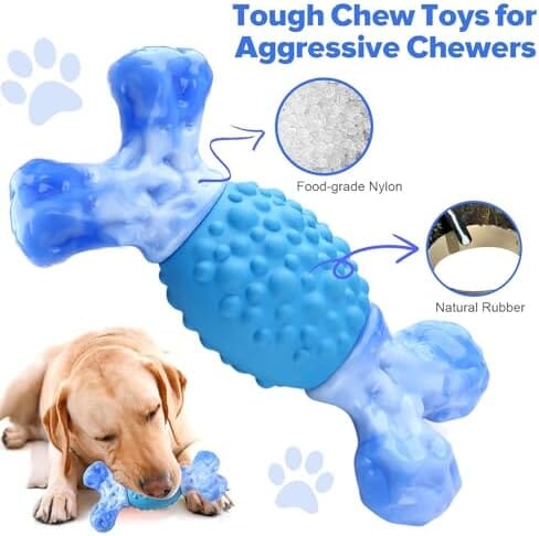 Indestructible Bones Toy for Super Chewers Long Lasting Teeth Cleaning & Milk Flavored Toys Pet Clever