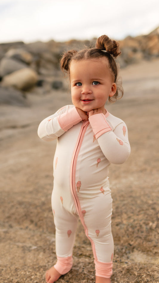 Infant Romper in Pink Ice Cream